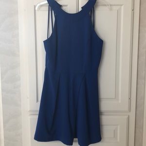 Basic Blue Dress With Straps Back